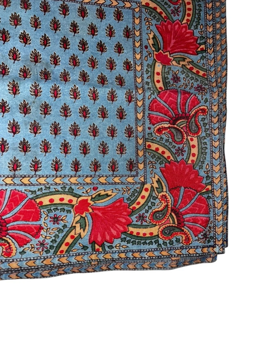 French Provencal red blue floral paisley Indian Block Print set 6 placemats
